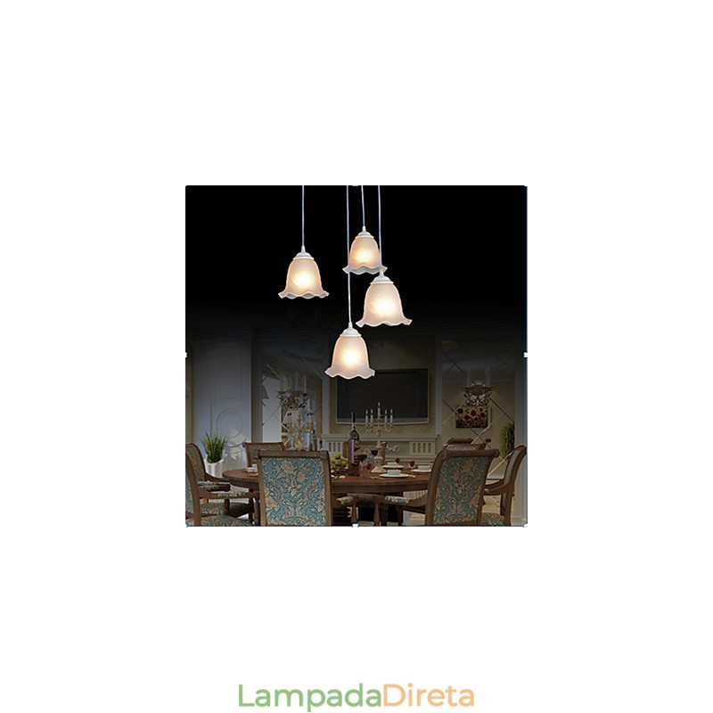 Pendente Quatro Luzes Branco Europeu Retro Clássico