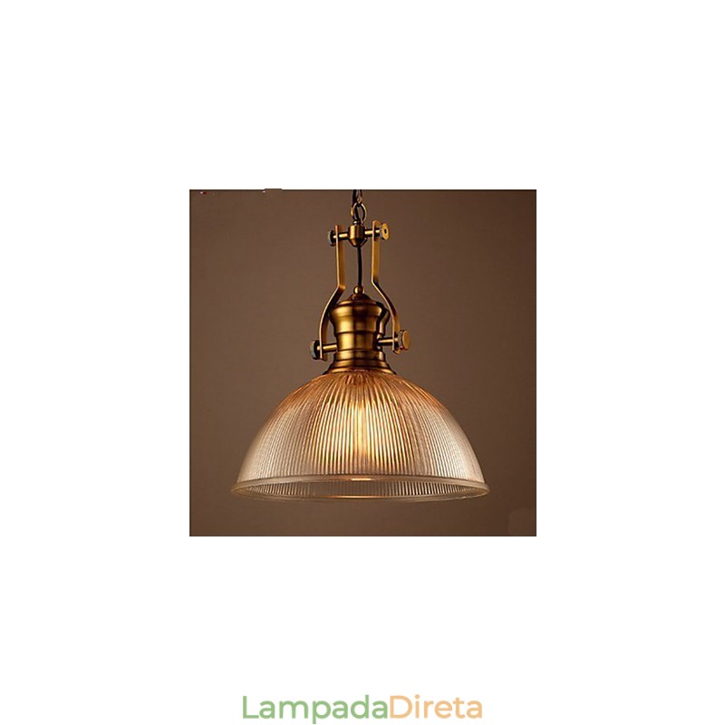Lustre americano retrô europeu de cabeça única em vidro transparente