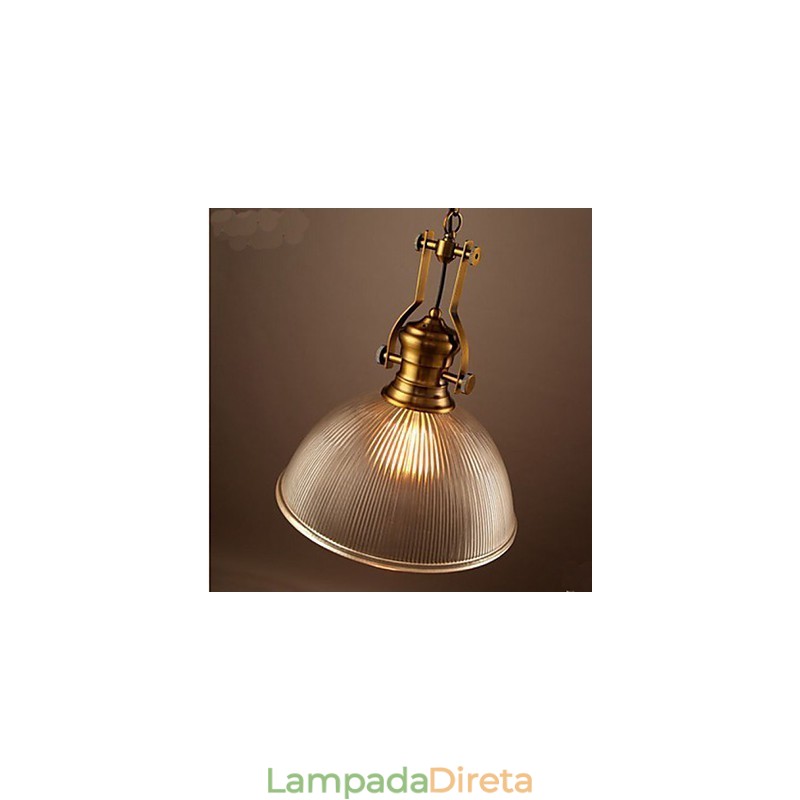Lustre americano retrô europeu de cabeça única em vidro transparente