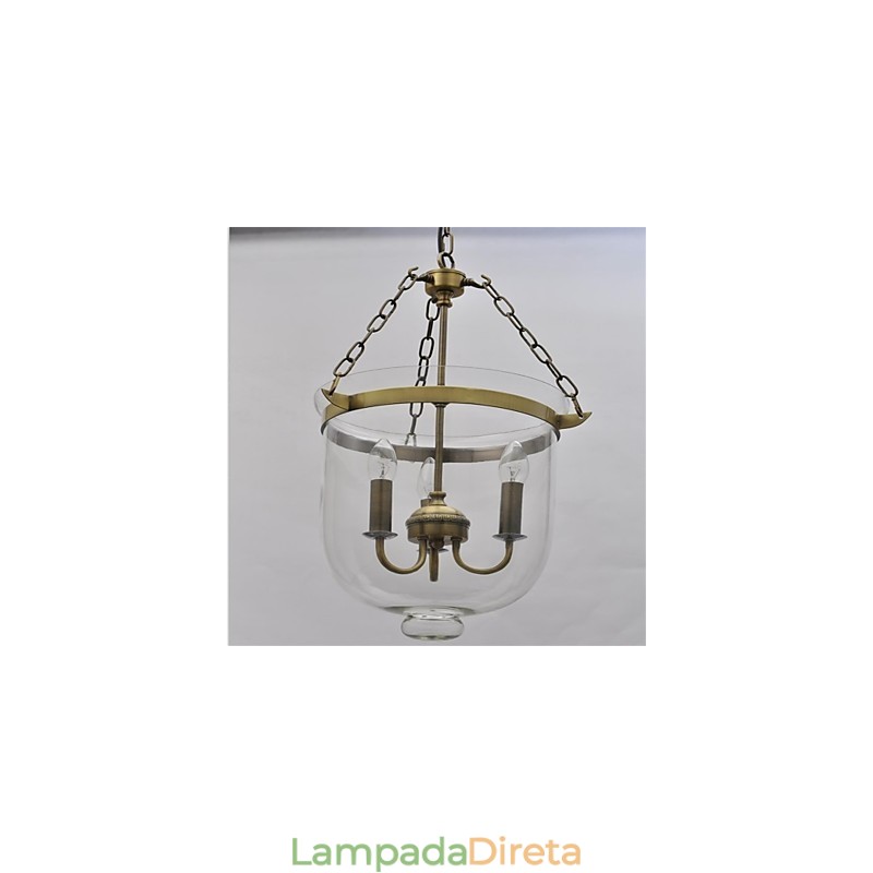 Lustre de vidro estilo sino de templo vintage americano