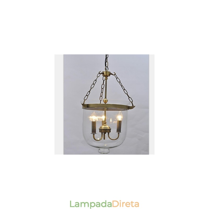 Lustre de vidro estilo sino de templo vintage americano