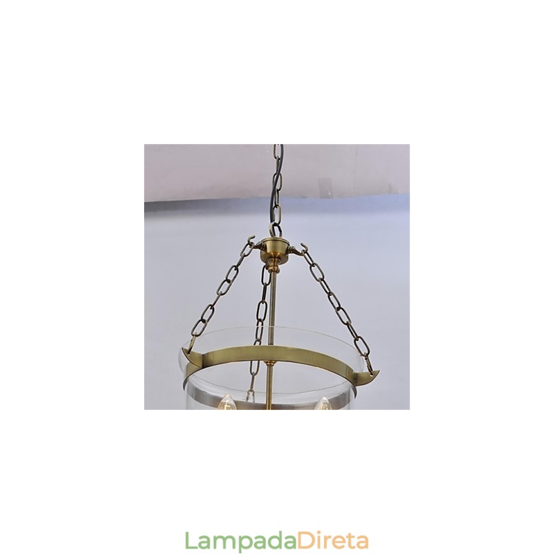 Lustre de vidro estilo sino de templo vintage americano