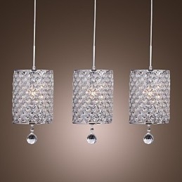 Luminária pendente moderna contemporânea de cristal cromado em metal