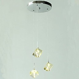 Luminária de cristal da moda com pingente de cristal de três cabeças