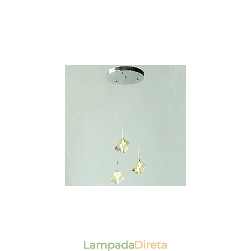 Luminária de cristal da moda com pingente de cristal de três cabeças
