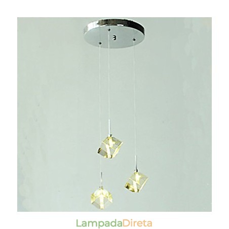 Luminária de cristal da moda com pingente de cristal de três cabeças Luminária de cristal da moda com pingente de cristal de três cabeças