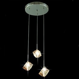 Luminária de cristal da moda com pingente de cristal de três cabeças