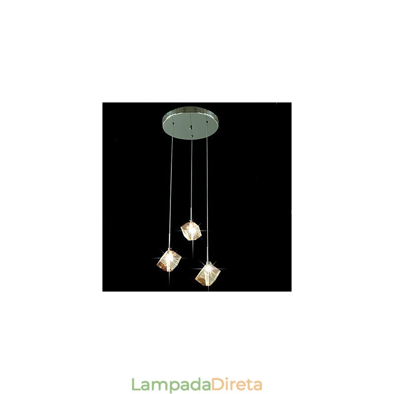 Luminária de cristal da moda com pingente de cristal de três cabeças