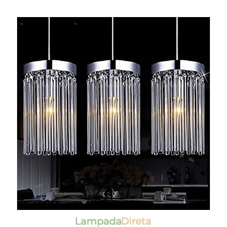 Pendente moderno de 3 luzes com haste de vidro Pendente moderno de 3 luzes com haste de vidro