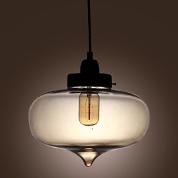 Luminária pendente de vidro transparente com design de bolha marrom