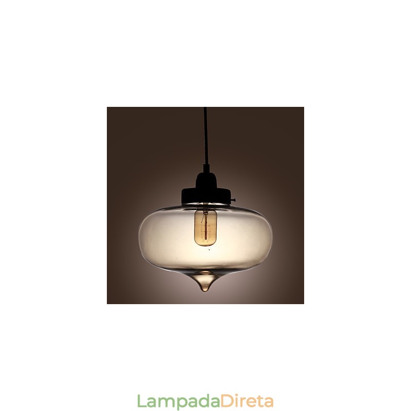 Luminária pendente de vidro transparente com design de bolha marrom