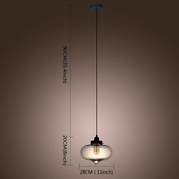 Luminária pendente de vidro transparente com design de bolha marrom