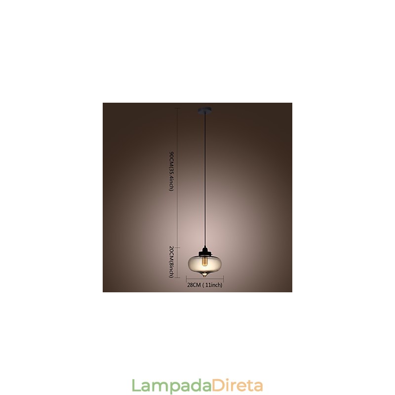 Luminária pendente de vidro transparente com design de bolha marrom