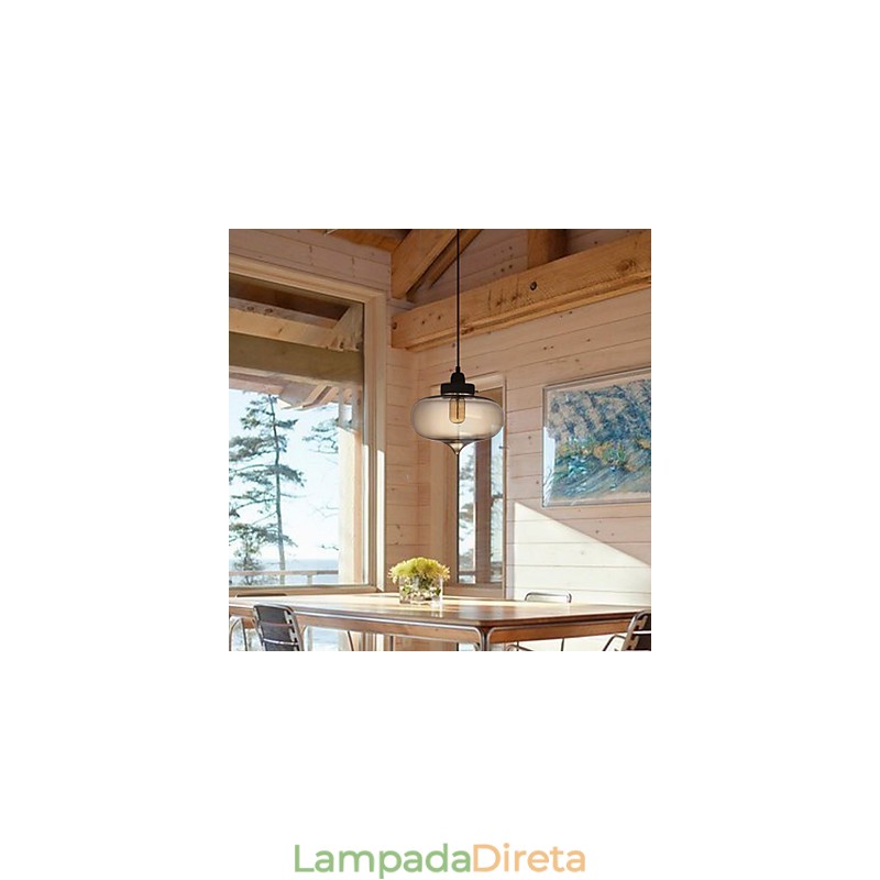 Luminária pendente de vidro transparente com design de bolha marrom