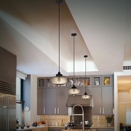 Luminária pendente de vidro transparente com design de bolha marrom