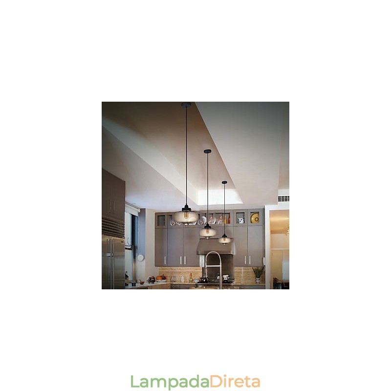 Luminária pendente de vidro transparente com design de bolha marrom