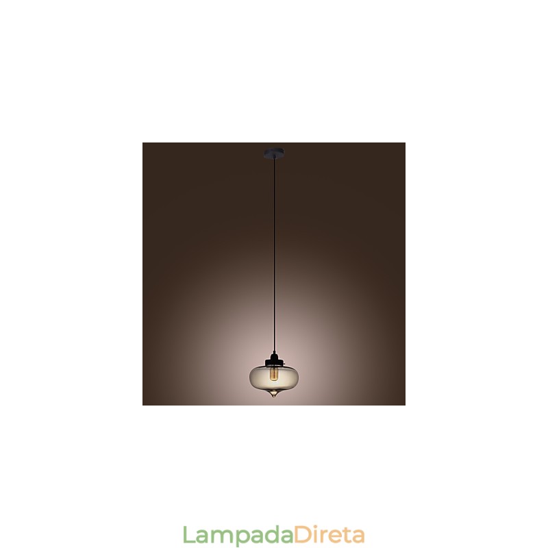 Luminária pendente de vidro transparente com design de bolha marrom