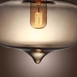 Luminária pendente de vidro transparente com design de bolha marrom