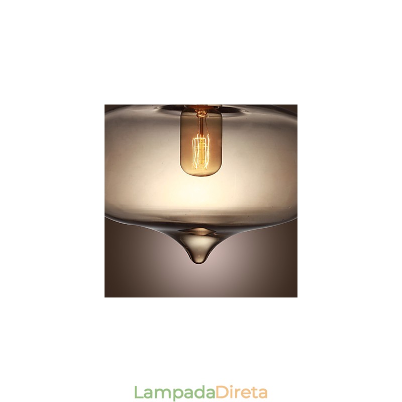 Luminária pendente de vidro transparente com design de bolha marrom