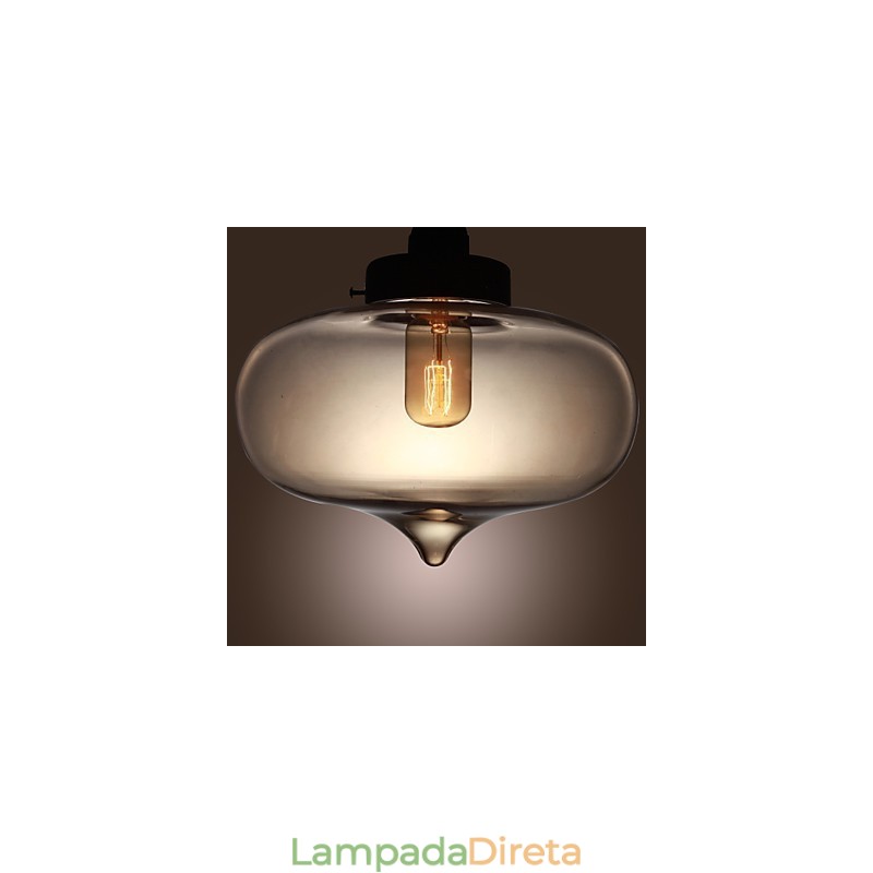 Luminária pendente de vidro transparente com design de bolha marrom