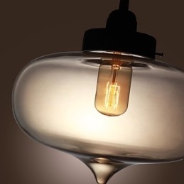 Luminária pendente de vidro transparente com design de bolha marrom