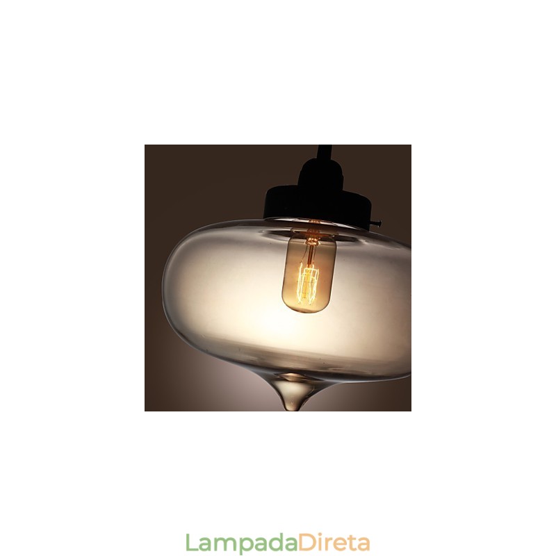 Luminária pendente de vidro transparente com design de bolha marrom