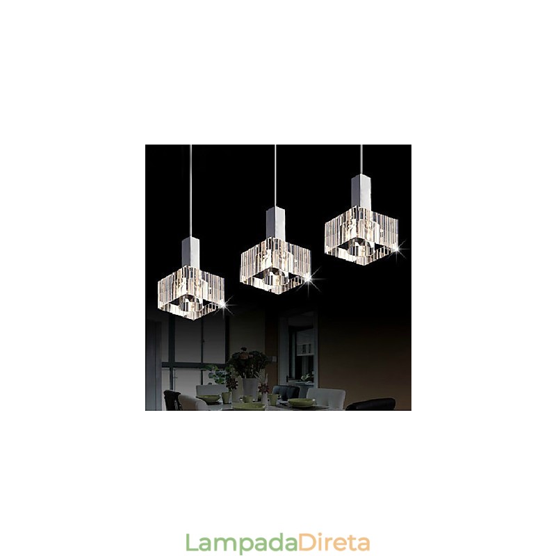 Luminária pendente de cristal três