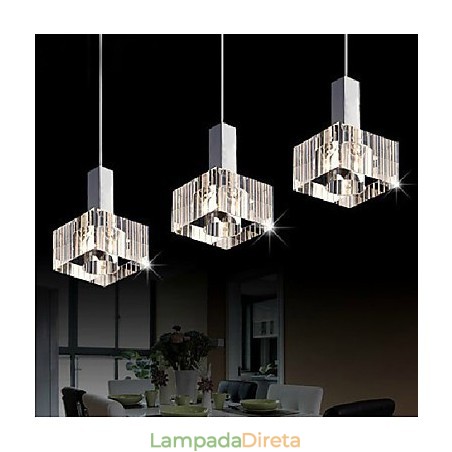 Luminária pendente de cristal três Luminária pendente de cristal três