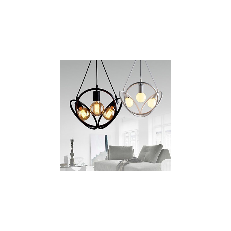 3 Luzes Lustre Pendente Tradicional Clássico Retro Metal