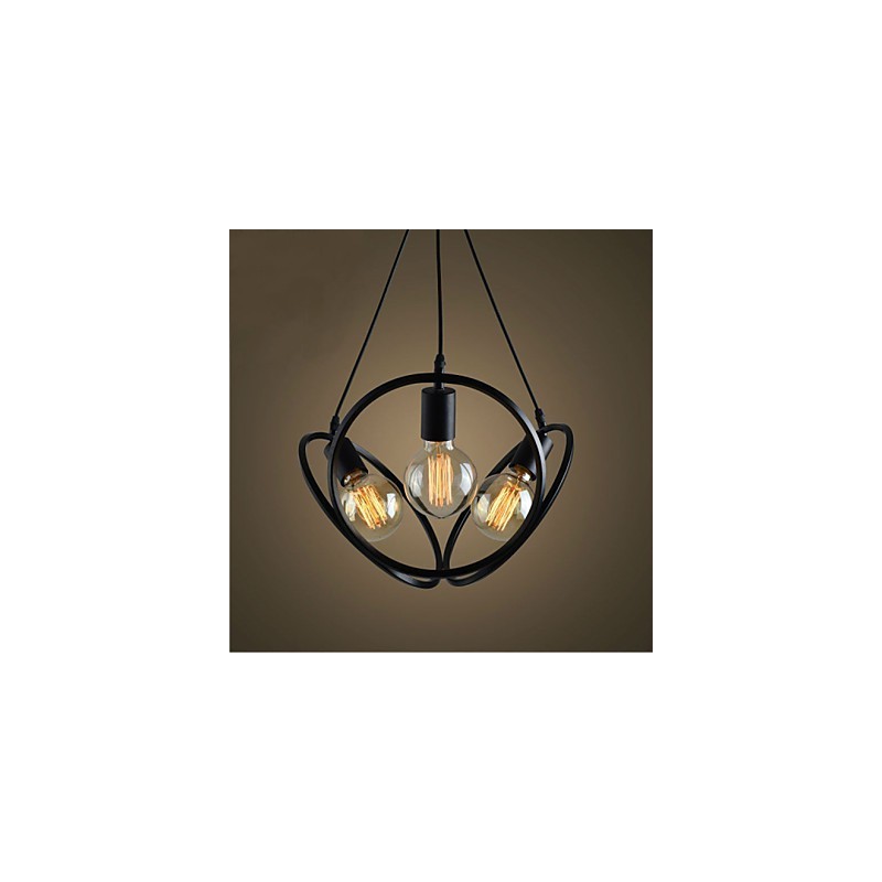 3 Luzes Lustre Pendente Tradicional Clássico Retro Metal