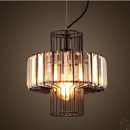 Luminária pendente pequena de cristal country americana