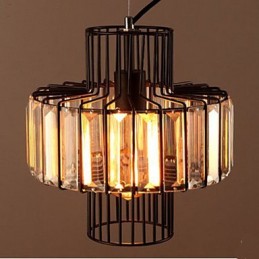 Luminária pendente pequena de cristal country americana
