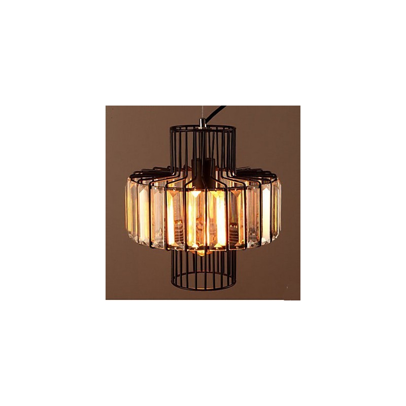 Luminária pendente pequena de cristal country americana