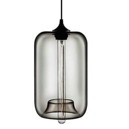Luminária pendente de vidro transparente de 70 W com design de bolha preta