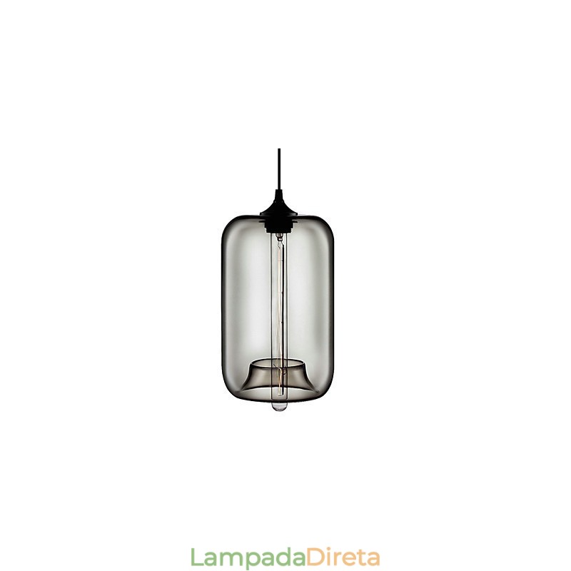 Luminária pendente de vidro transparente de 70 W com design de bolha preta