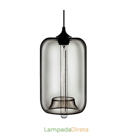 Luminária pendente de vidro transparente de 70 W com design de bolha preta Luminária pendente de vidro transparente de 70 W com design de bolha preta