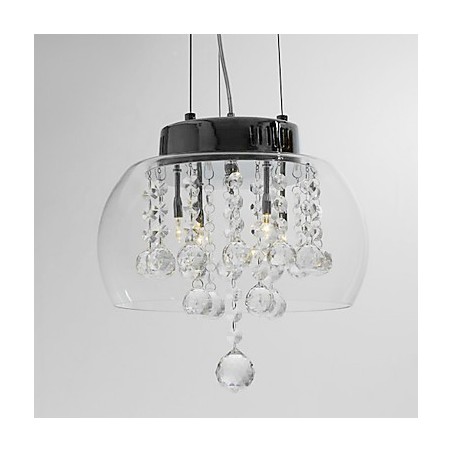 Luminária pendente de cristal artística de 4 luzes com cúpula de vidro Luminária pendente de cristal artística de 4 luzes com cúpula de vidro