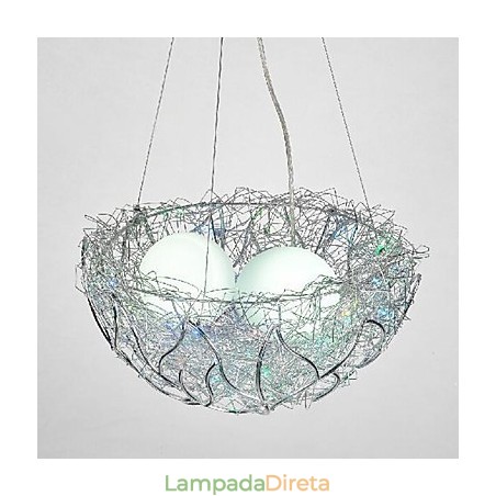 Luminária pendente moderna contemporânea em metal prateado Luminária pendente moderna contemporânea em metal prateado