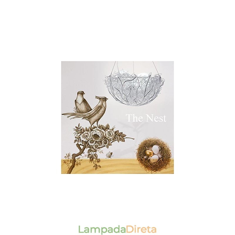Luminária pendente moderna contemporânea em metal prateado