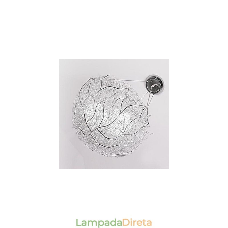 Luminária pendente moderna contemporânea em metal prateado