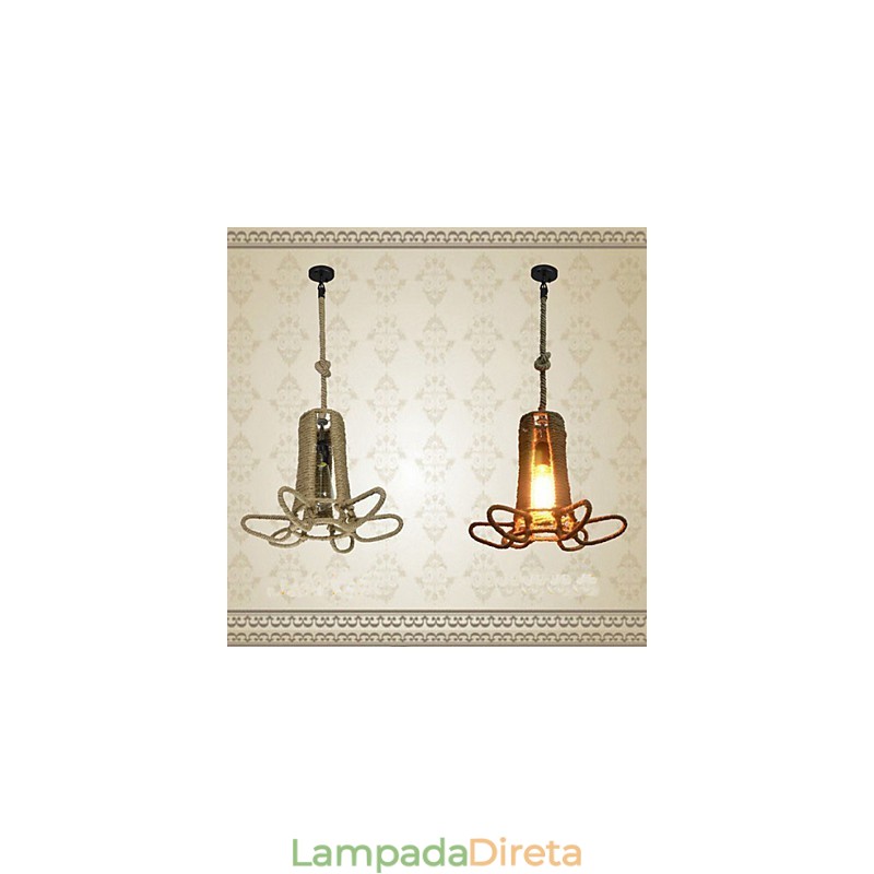 Lustre de ferro forjado retrô de cânhamo industrial rural tipo norte-americano