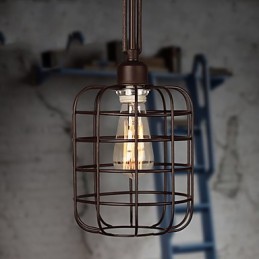 Luminária pendente de metal com pintura estilo retrô mini