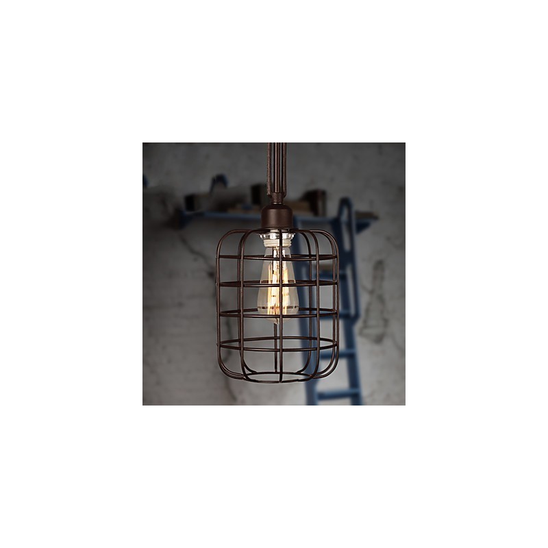 Luminária pendente de metal com pintura estilo retrô mini
