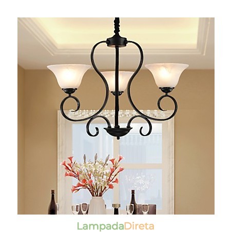 Lustre retrô de 3 luzes Country Metal Lustre retrô de 3 luzes Country Metal