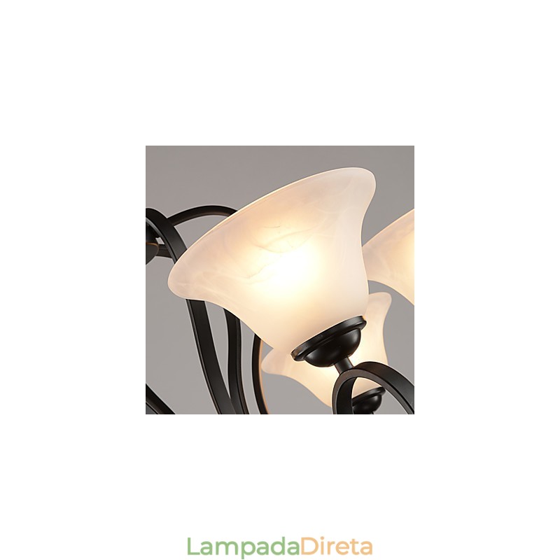 Lustre retrô de 3 luzes Country Metal