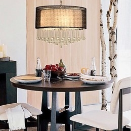 Pendente de cristal contemporâneo de 4 luzes com abajur preto