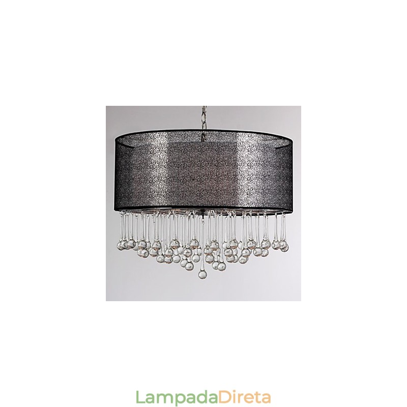 Pendente de cristal contemporâneo de 4 luzes com abajur preto