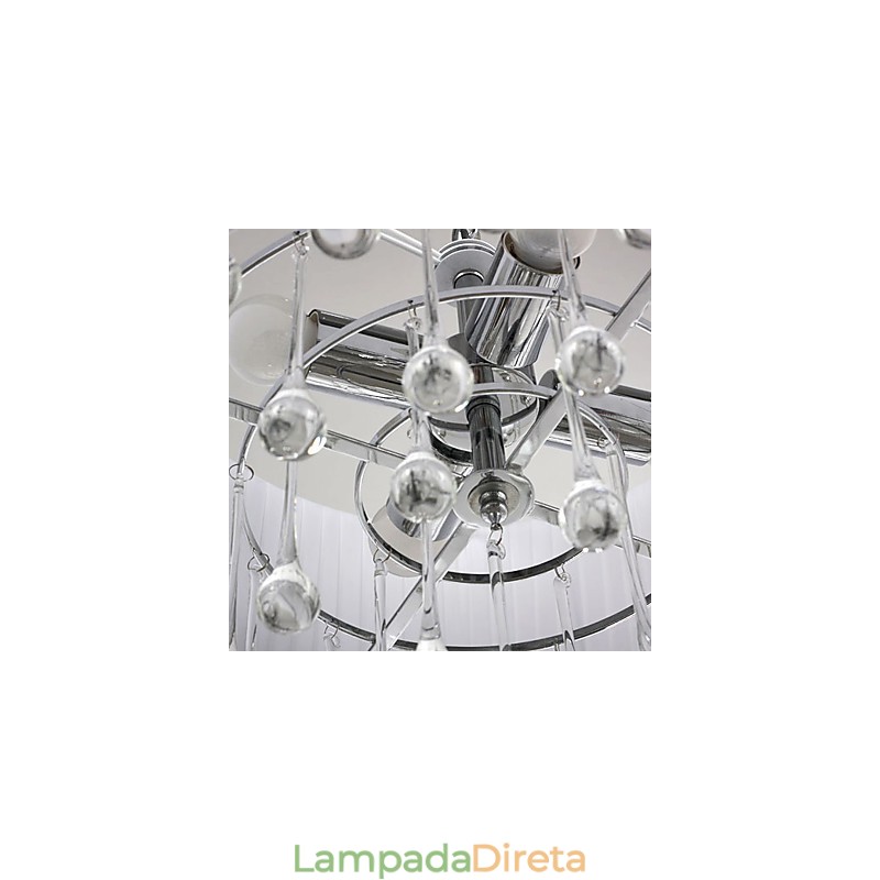 Pendente de cristal contemporâneo de 4 luzes com abajur preto