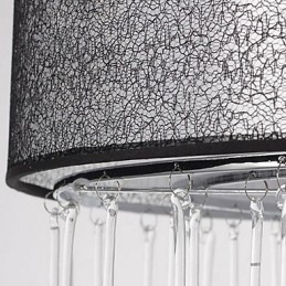 Pendente de cristal contemporâneo de 4 luzes com abajur preto