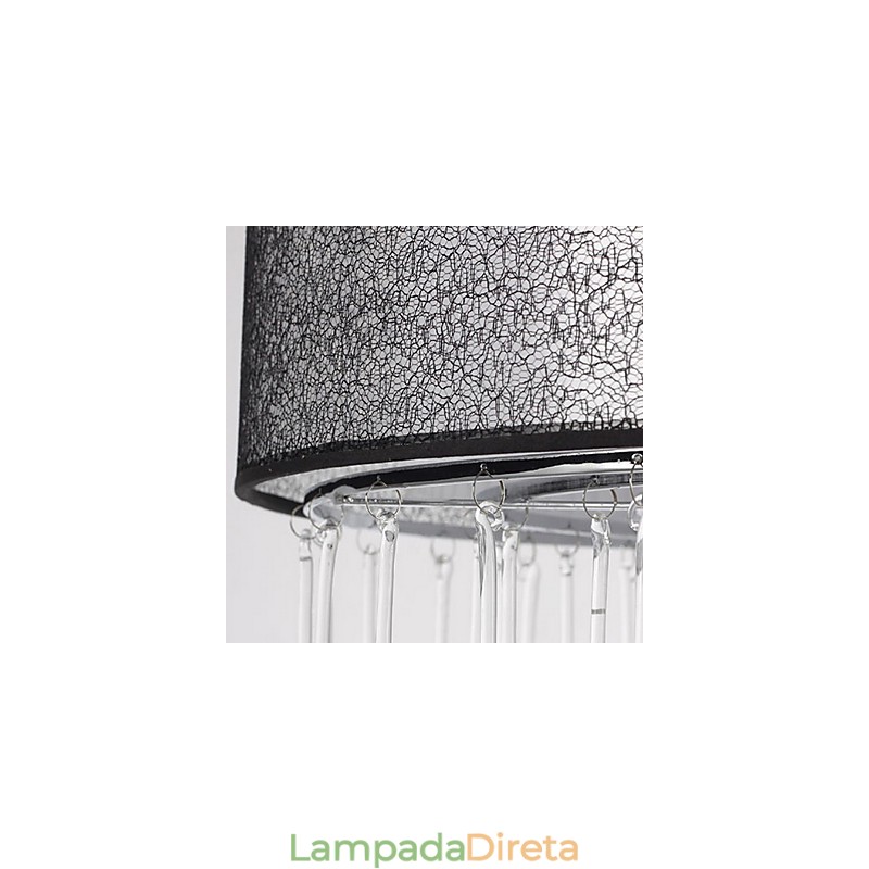 Pendente de cristal contemporâneo de 4 luzes com abajur preto